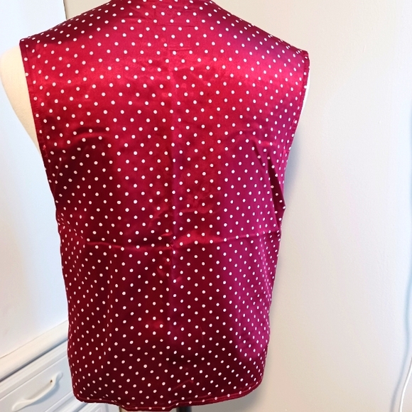 NWOT Esprit Reversible Passion Red & Wine Polka-dot Vest Small - Picture 9 of 11